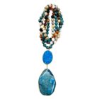 A Multi Stone 108 Mala gemstone bead necklace with pendant, perfect for those seeking a healing necklace.