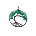 An Amazonite Tree of Life Pendant in a circle with Amazonite stones.