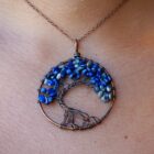 The woman is wearing a Lapis Lazuli Tree of Life Pendant.