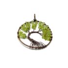 An Olive Quartz Tree of Life Pendant with green peridot beads.