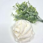 A Rose Loofah- White with a green plant next to it.