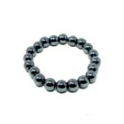 A Large Hematite Gemstone Bead Bracelet on a white background, featuring gemstone beads made of hematite.