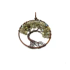 A Labradorite Tree of Life pendant in a copper circle.