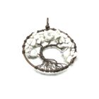 A white Howlite Tree of Life Pendant in a copper circle.