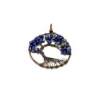 A Lapis Lazuli Tree of Life Pendant on a white background.