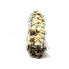 A bundle of 4" California White Sage Smudge Sticks with White Sinuata Flowers on a white background.