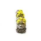 A 4" California White Sage Smudge Stick with Yellow Sinuata Flowers.