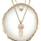 A Love's Embrace: Rose Quartz Heart Necklace, symbolizing love's embrace.