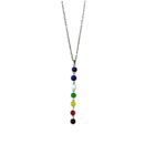 A 7 Chakra Pendant Necklace - Silver Chain with seven colored stones on a silver chain.