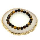 Natural A+ Yellow Tiger Eye Gemstone Bracelet on a gold plate.