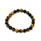 A Natural A+ Yellow Tiger Eye Gemstone Bracelet on a white background.