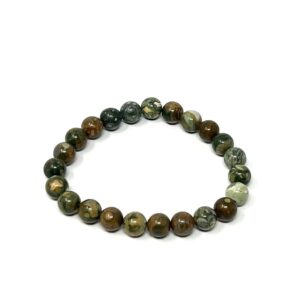 A Rhyolite Jasper Bracelet | Gemstone Bracelet 8mm with brown and black beads.