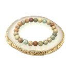 A gold plated Aqua Terra (Serpentine) Gemstone Bracelet with green agate beads.