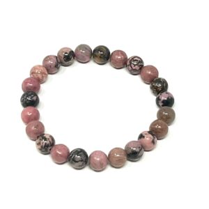 A Matrix Rhodonite Gemstone Bracelet with a Matrix pattern on a white background.