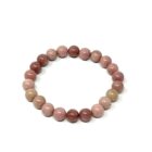 A Pink Rhodonite Gemstone Bracelet 8mm on a white background.