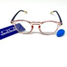 A pair of Blue Light Blocking Photochromic glasses with round circle lenses - Pink/ Blue & Cream.