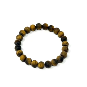 A Matte Yellow Tiger Eye Bracelet on a white background.