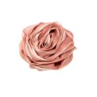 A Rose Loofah- Dark Pink & White on a white background.