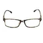 A pair of Blue Light Blocking Photochromic Glasses Rectangle Lenses - Leopard on a white background.